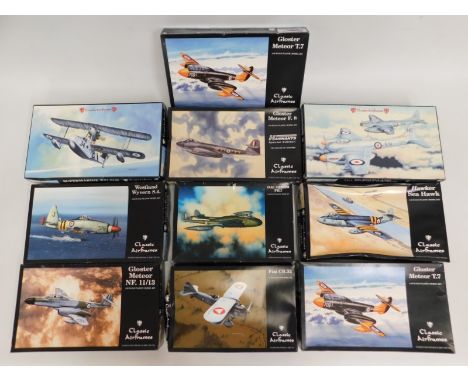 Ten boxed Classic Airframes 1:48 scale model aircraft kits, present as unused &amp; complete