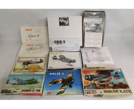 Ten boxed 1:48 &amp; 1:72 scale model aircraft kits including KP, Aeroclub, Nichimo, MPM &amp; Master Series, present as unus