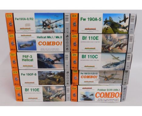 Ten boxed Eduard 1:48 scale model aircraft kits, present as unused &amp; complete