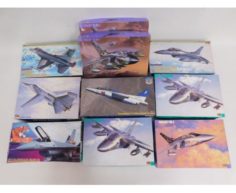 Ten boxed Hasegawa 1:72 scale model aircraft kits, present as unused &amp; complete