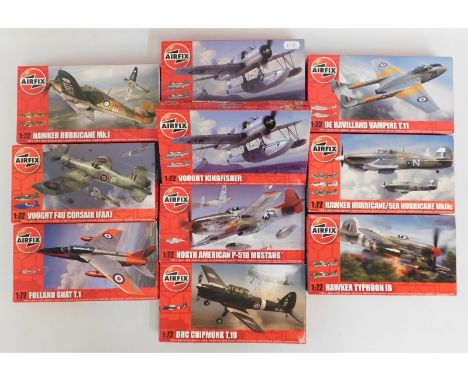 Ten boxed Airfix 1:72 scale model aircraft kits, present as unused &amp; complete