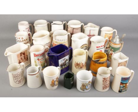 A collection of advertising whisky and water jugs, 25 pieces including Wade and a Limited Edition of Martell Cognac Grand Nat