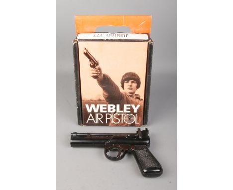 A boxed Webley &amp; Scott Junior MK II .177cal air pistol (1973-76), complete with component parts list, target sheets and i