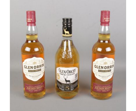 Three bottles of scotch whisky to include two bottles of Glen Orrin Ale Cask Reserve and one bottle of Glen Orchy.