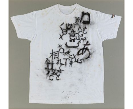 JAUME PLENSA (Barcelona, 1955)."Untitled" 2012.Painting on cotton (T-shirt).Signed and dated.Size: 73 x 80 cm; 82 x 90 cm (fr