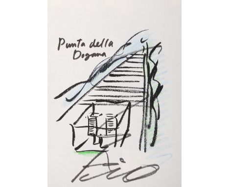 TADAO ANDO (Osaka, 1941).Untitled.Graphic work and coloured drawing on paper.Hand signed.Size: 15,5 x 13,5 cm.Tadao Ando is a