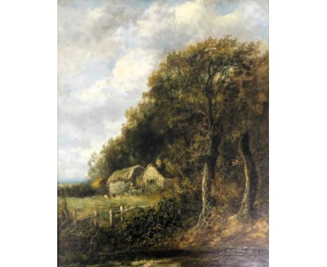 J. Constable. Cottage at woodland edge, oil on canvas, attributed on mount, 49cm x 38.5cm.