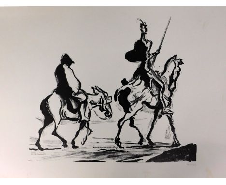After Honore Daumier. Don Quixote, monochrome print, 89cm x 119cm.