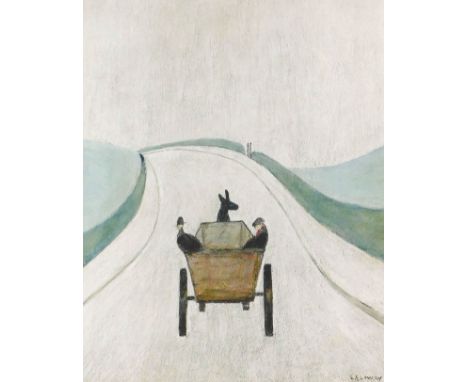 Laurence Stephen Lowry (1887-1976). The Cart, artist signed coloured print, 52cm x 41cm.