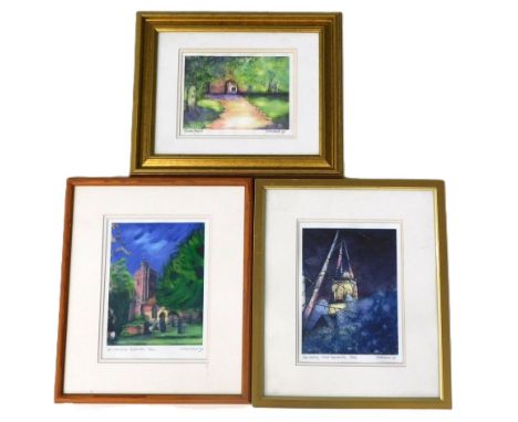 William Cormack (20thC). Fulham Palace, artist signed coloured print, dated (20)02, 13cm x 16.5cm and two others St. Mary The