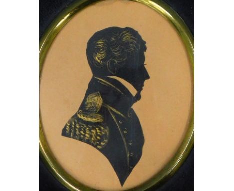 19thC portrait silhouette. Edmund Dashwood from Mana 1859, titled verso, 7.5cm x 6cm.