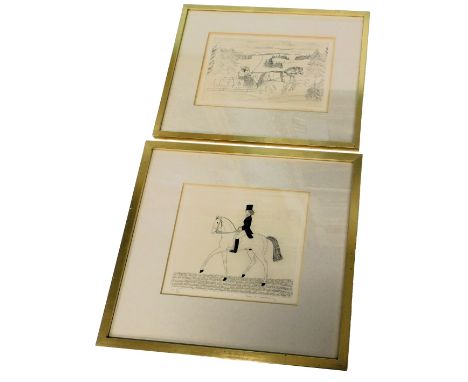 Vincent Haddelsey (1934-2010). Dressage horse and rider, coloured etching 12/15, signed, 17cm x 19cm and another winter sledg