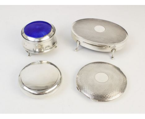 A silver compact by Clark &amp; Sewell, Chester 1942, 7.7cm diameter, together with a silver and enamel jewellery casket by I