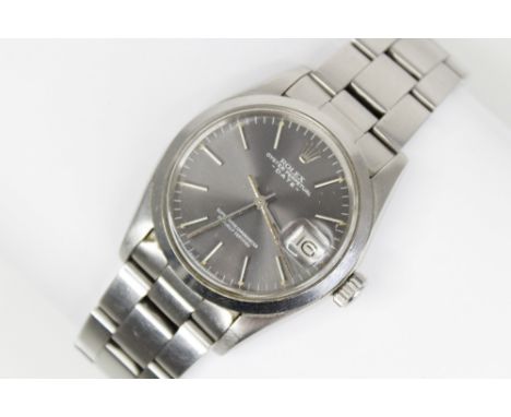 A Rolex Oyster Perpetual Date Chronometer wristwatch, the circular steel-coloured dial with baton markers and outer seconds t
