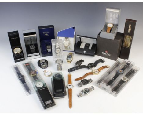 A large collection of vintage and modern dress watches, including a Longines Quartz T1 Timer, a Tissot PR100, a Turler Quartz