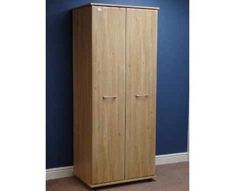 Light oak finish double wardrobe, W78cm, H190cm, D57cm   Condition Report   Click here for further images, condition, auction