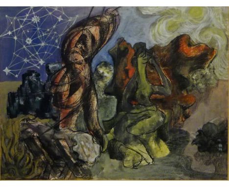 'Time', pen ink and gouache by Gregor Herzog (20th century) monogrammed and dated '44 titled verso 30cm x 39cmProvenance: wit
