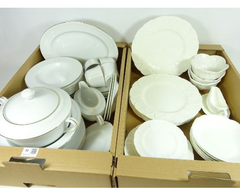 Noritake dinnerware with gilt borders, Wedgwood 'Countryware' dinnerware and other matched ceramics in two boxes   Condition 
