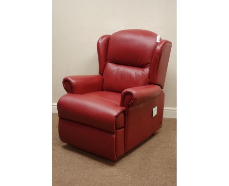 Sherborne electric reclining armchair upholstered in red leather, W85cm (This item is PAT tested - 5 day warranty from date o