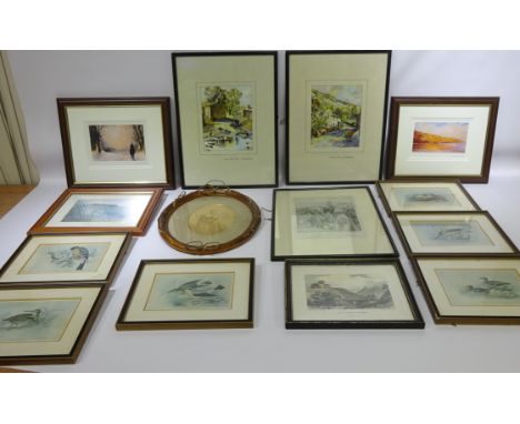 'Hawksick, Littondale' and 'West Scraton, Coverdale', two 20th century watercolours unsigned, pair George Sparkes signed prin