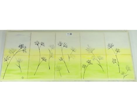 Set of ten ceramic tiles 'Seed Heads'' each hand painted 76.5cm x 30.5cm (10)   Condition Report   Click here for further ima