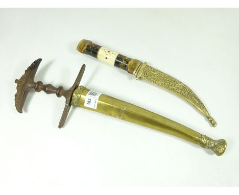 19th/ early 20th Century Persian dagger and another Middle Eastern dagger with bone and horn inlaid handle (2)   Condition Re