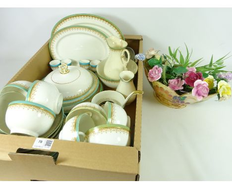 Victorian Royal Worcester dinner and teaware, other matched dinnerware, Old Court ware posy vase and other ceramics in one bo