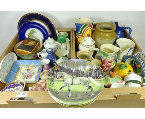 Spode equestrian collectors plates, Wedgwood Jasperware and other decorative ceramics in two boxes   Condition Report   Click