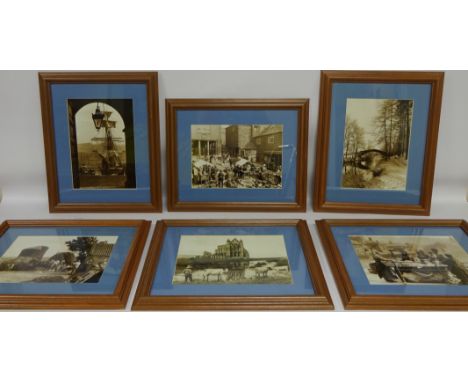 Views of Whitby including Market Place and St Hilda's Abbey, six photographic prints after Frank Meadow Sutcliffe 18cm x 26cm