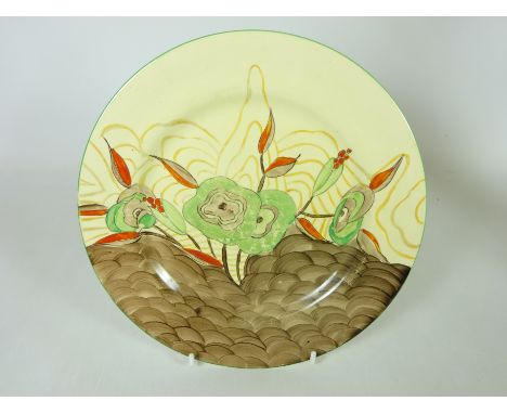 Clarice Cliff Bizarre Wilkinson pottery 'Cabbage Flower' pattern plate, D22.5cm    Condition Report   Click here for further 