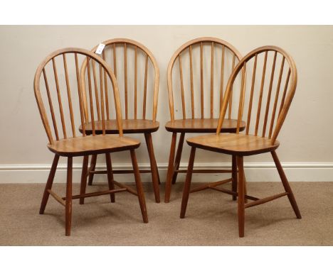 Set four Danish teak hoop and stick back dining chairs   Condition Report   Click here for further images, condition, auction