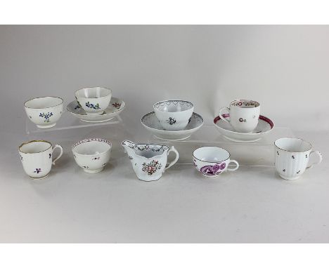 A late 18th / early 19th century Meissen porcelain teacup with puce floral decoration on white ground, and an 18th century 'C