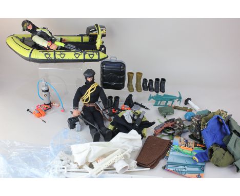 A collection of Action Man toy figures and accessories, to include two figures, ninja, diving, skiing and army outfits and ac