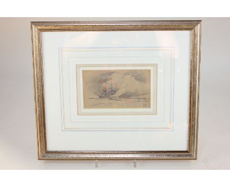 Attributed to Thomas Bush Hardy (1842-1897), pencil sketch of two boats, unsigned,numbered 68, Bell Fine Art label verso, 8.5