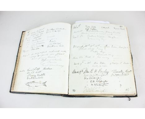 An early 20th century Visitors' Book from The Swan pub, Fittleworth, dated 1904, to include a sketch of Marian Wallace Dunlop