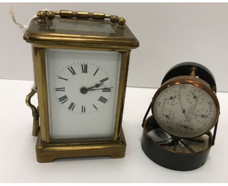 An anodised brass cased 0 setting air meter with five subsidiary dials, No'd. 3773, 8.5 cm high x 7.8 cm long, together with 