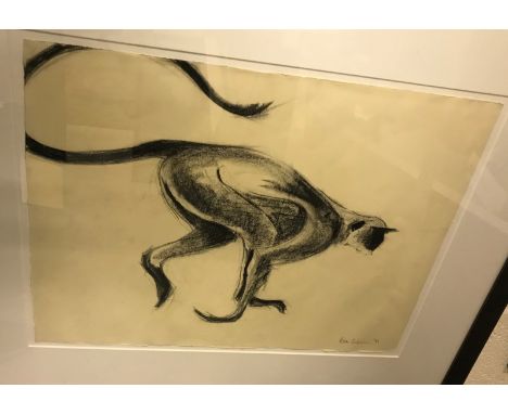 ROSIE CORCARAN "Monkey" a study, black charcoal and chalk, signed and dated '99 lower right 44 cm x 57 cm together with AFTER