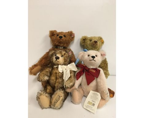 A collection of four Steiff teddy bears comprising English bear dated 2003 limited edition 1588 of 4000, Margarete's teddy be