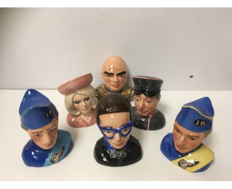 A collection of six William K Harper for Beswick Thunderbirds busts, limited edition No'd. 489/2000, circa 1992, including "T