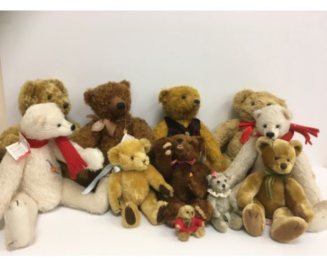 A collection of bears to include three Clemens bears (two limited edition Nanuk Hoffman bears No.'d 183 of 399 and 208 of 399