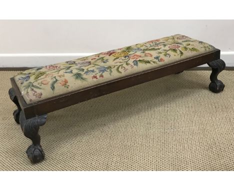 A 20th Century needlework upholstered dressing stool on scrollwork decorated cabriole legs in the circa 1700 manner 58 cm x 4