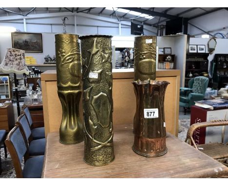 4 items of brass shell trench art