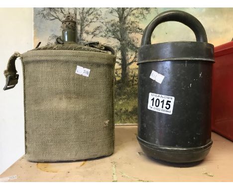 A World War 1 food flask and a military water bottle