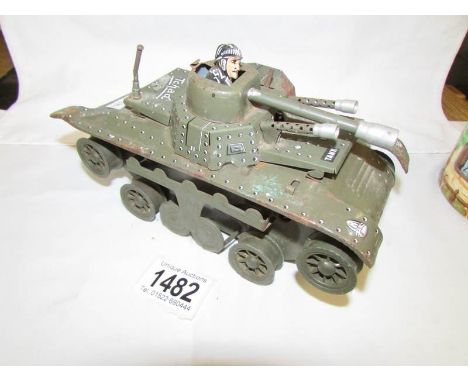 A vintage tin plate tank.