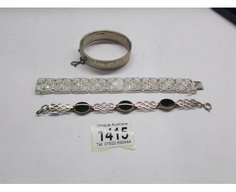 A silver bangle (Kirwan &amp; Co., Ltd., Birmingham 1940) and 2 silver bracelets (one marked sterling, one marked 925).