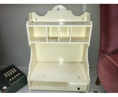 A white painted vintage kitchen wall unit