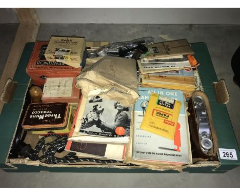 A box of photographic equipment including Agfa record camera