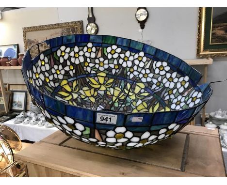 An art nouveau style glass ceiling light shade A/F