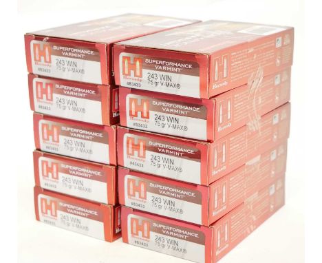 200 rounds Hornady 243 75gr Vmax Superformance Varmint ammunition 200 rounds Hornady 243 75gr Vmax Superformance Varmint ammu