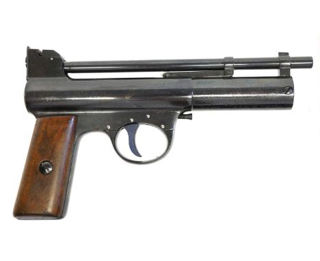 Webley MkI .177 air pistol Webley MkI .177 air pistol, 7inch barrel, serial number 29930, the grips with flying pellet logo. 